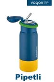 Vagonlife 480 ML Çocuk Pipetli Paslanmaz Çelik Termos/Su Matarası-FFVGN1006-480ML - 3