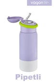 Vagonlife 480 ML Çocuk Pipetli Paslanmaz Çelik Termos/Su Matarası-FFVGN1006-480ML - 7