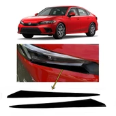 Honda Civic 2022-2023 Far Altı Kaşı Çıtası Piyano Black 2 Parça - 1