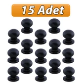 15 Adet Petunya Kulp Siyah Polimer Düğme Kulp Siyah Tablalı Mobilya Mutfak Dolabı Çekmece Kulbu Kulpları thumbnail 1