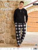 Pijamoni Erkek Düğme Yaka Kışlık Polar Pijama Takımı 6100/12 - 1 Adet  XL Siyah thumbnail 2