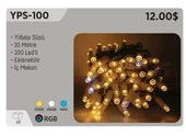 YCL YPS-100 RGB YILBAŞI SÜSÜ 10 MT 100 LEDLİ  220 VOLT EKLENEBİLİR İÇ MEKAN - 2
