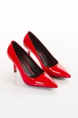 Kadın Rugan Kırmızı Topuklu Stiletto Ayakkabı ( İç Astar Deri ) - 4