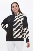 Kadın Büyük Beden Kapşonlu Sweatshirt Siyah Plwm23swt03 - 4