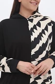 Kadın Büyük Beden Kapşonlu Sweatshirt Siyah Plwm23swt03 - 6
