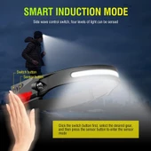 Ps-001 5 Aydınlatma Modlu Cob Led Sensörlü Usb Şarj  Edilebilir Dahili Pilli Kafa Lambası - 2