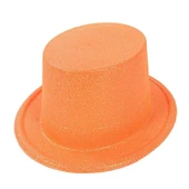 Floresan Turuncu Renk Simli Uzun Fötr Melon Şapka 12 Cm - 1