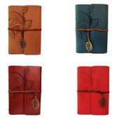 Yaprak Desenli Çizgisiz Deri Defter thumbnail 1