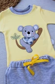 3-6 6-9 9-12 12-18 Ay Yavru Koala Nakışlı Uzun Kollu Sweat 2li Kız Erkek Bebek Takımı - 2