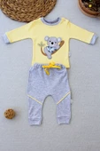 3-6 6-9 9-12 12-18 Ay Yavru Koala Nakışlı Uzun Kollu Sweat 2li Kız Erkek Bebek Takımı - 1