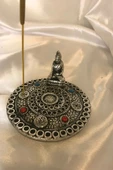 Çubuk Tütsülük İşlemeli Çelik Buda Budha Konik Tütsülük thumbnail 6