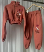 GALA kız çocuk kelebek işlemeli crop eşofman takımı - 6