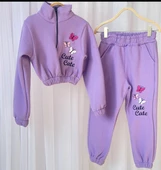 GALA kız çocuk kelebek işlemeli crop eşofman takımı - 10
