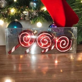 VIP DELUXE 3 ADET ŞEKER ÇUBUK YILBAŞI AĞAÇI SÜSÜ 10 CM PARLAK SİMLİ KIRMIZI NOEL YILBAŞI SÜSLERİ - 2