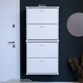 Modilayn UMAY Asma Antre Hol 72 x 148 x 25,5 cm’ lik 4 Düşer Kapak 8 Göz Bölmeli Ayakkabılık - 1