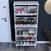 Modilayn UMAY' 2 Li Antre Hol 72 x 168 x 25, 5 cm’ lik 4 Düşer Kapak 8 Göz Bölmeli Ayakkabılık - 4