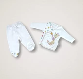 Love Zürafa Nakışlı %100 Cotton Antibakteriyel 10lu Zıbın Takımı Hastane Çıkışı - 4