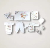 Love Zürafa Nakışlı %100 Cotton Antibakteriyel 10lu Zıbın Takımı Hastane Çıkışı - 1