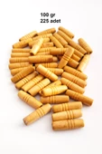 100 Gr (225 Adet) Ahşap Boncuk 25 mm boy x 10 mm en Doğal Ahşap Makrome El İşi Çanta thumbnail 1