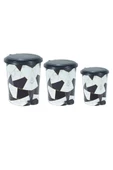 Desenli Pedallı Karışık Desen 3'lü Çöp Kovası Takımı Royaleks-M10144 - 1