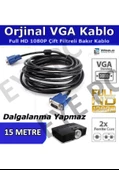 15 Metre Vga Mönitör Tv Projeksiyon Kablosu Kaliteli Çift Filtre - 1