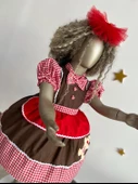 Zencefilli Kurabiye Elbise, Noel Kırmızı Kız Kostümü, Kızlar İçin Noel Fotoğraf Çekimi, Bebekler İçin Yeni Yıl Konsepti, Kurabiye Çocuk Elbisesi - 5