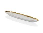 Hammered Whıte Gold Porselen Küçük Kayık Tabak 41cm - 1