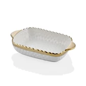 Hammered Whıte Gold Porselen Servis Kabı Meze Tabağı 23cm - 1