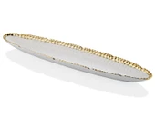 Hammered Whıte Gold Porselen Büyük Kayık Tabak 51cm - 1