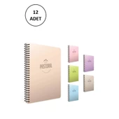Gıpta Pastoral Spiralli Pp Kapak Defter 17x24cm 72 Yaprak Kareli (12 Adet) - 1
