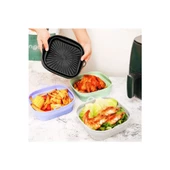 Katlanabilir Silikon Yanmaz - Yıkanabilir Kare Airfryer Kalıbı 21 Cm - 1