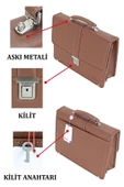 Taba Vintage Klasik Tarz A4 Kağıt Uyumlu Evrak Çantası - 8
