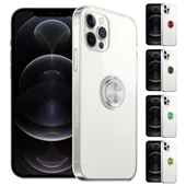 FitCase iPhone 12 / 12 Pro Kılıf Gross Ring Şeffaf Arka Kapak - 1