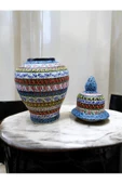 sharpart  Otantik Desenli Orta Boy El Yapımı Ve El Desenli Klasik Çini Vazo (27 CM) thumbnail 2