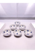 sharp&art  6 LI PAPATYA VE NAZAR BONCUĞU DESENLİ %100 GERÇEK EL İŞLEMESİ 8 CM KASE SETİ - 3