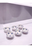 sharp&art  6 LI PAPATYA VE NAZAR BONCUĞU DESENLİ %100 GERÇEK EL İŞLEMESİ 8 CM KASE SETİ - 1