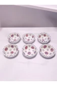 sharp&art  6 LI PAPATYA VE NAZAR BONCUĞU DESENLİ %100 GERÇEK EL İŞLEMESİ 8 CM KASE SETİ - 1