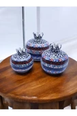 sharpart  Sharp&art Özel Ve %100 Detaylı El Işlemesi 3'lü Çini Nar Takımı...(12-10-8 CM) - 4