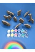 sharp&art  ÇOCUKLAR İÇİN 10 FARKLI HAYVAN AHŞAP BOYAMA SETİ,2 ADET 6 LI BOYA VE FIRÇASI İLE BİRLİKTE... - 2