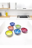 sharp&art  Papatya Ve Nazar Boncuğu Desenli %100 Gerçek El Işlemesi 6 Lı 8 Cm Kase Seti - 5