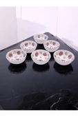 sharp&art  6 LI PAPATYA VE NAZAR BONCUĞU DESENLİ %100 GERÇEK EL İŞLEMESİ 8 CM KASE SETİ - 2