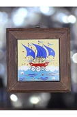 sharp&art  Ahşap Çerçeveli Çini Desenli 15*15 Cm Karo Duvar Süsü,3 Lü Ve Tekli Seçenekler Ile... - 1