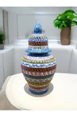 sharpart  Otantik Desenli Orta Boy El Yapımı Ve El Desenli Klasik Çini Vazo (27 CM) thumbnail 1