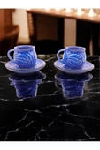 sharpart  Kabartma Desenli Özel Seri 2 Kişilik Kahve Fincan Takımı - 1