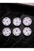 sharp&art  6 LI PAPATYA VE NAZAR BONCUĞU DESENLİ %100 GERÇEK EL İŞLEMESİ 8 CM KASE SETİ - 2