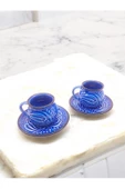 sharpart  Kabartma Desenli Özel Seri 2 Kişilik Kahve Fincan Takımı - 5