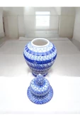 sharpart  Otantik Desenli Orta Boy El Yapımı Ve El Desenli Klasik Çini Vazo (27 CM) thumbnail 5