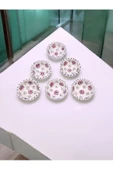 sharp&art  6 LI PAPATYA VE NAZAR BONCUĞU DESENLİ %100 GERÇEK EL İŞLEMESİ 8 CM KASE SETİ - 3