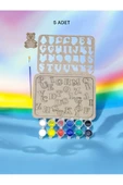 sharp&art  Ahşap Puzzle Alfabe ve Rakamlar Boyama Seti, Çocuklar Boyayarak Öğrensinler Diye... - 1