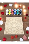 sharp&art  12 Farklı Model 20 Cm Ahşap Mandala,okul Aktivite,sanatsal Eğitim Hobi Seti (6LI BOYA VE FIRÇA SETİ) - 1